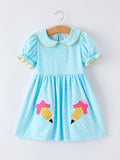 Back to School Polka Dot Girls Dress Pencil Bow Applique - 1