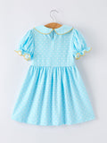 Back to School Polka Dot Girls Dress Pencil Bow Applique - 2