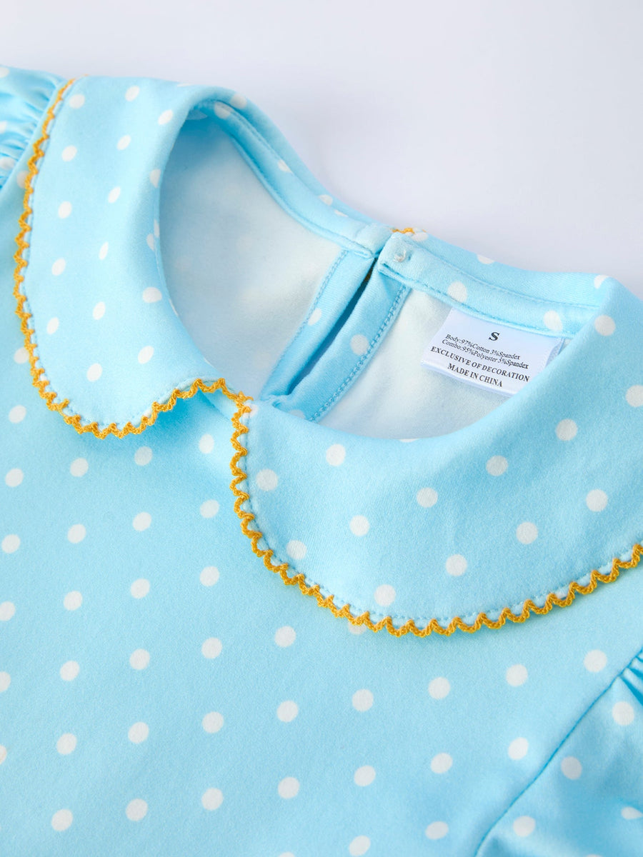Back to School Polka Dot Girls Dress Pencil Bow Applique