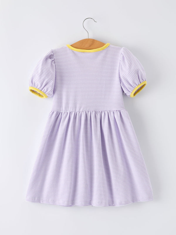 Back to School Bus Applique Ruffle Pocket Girls Dress