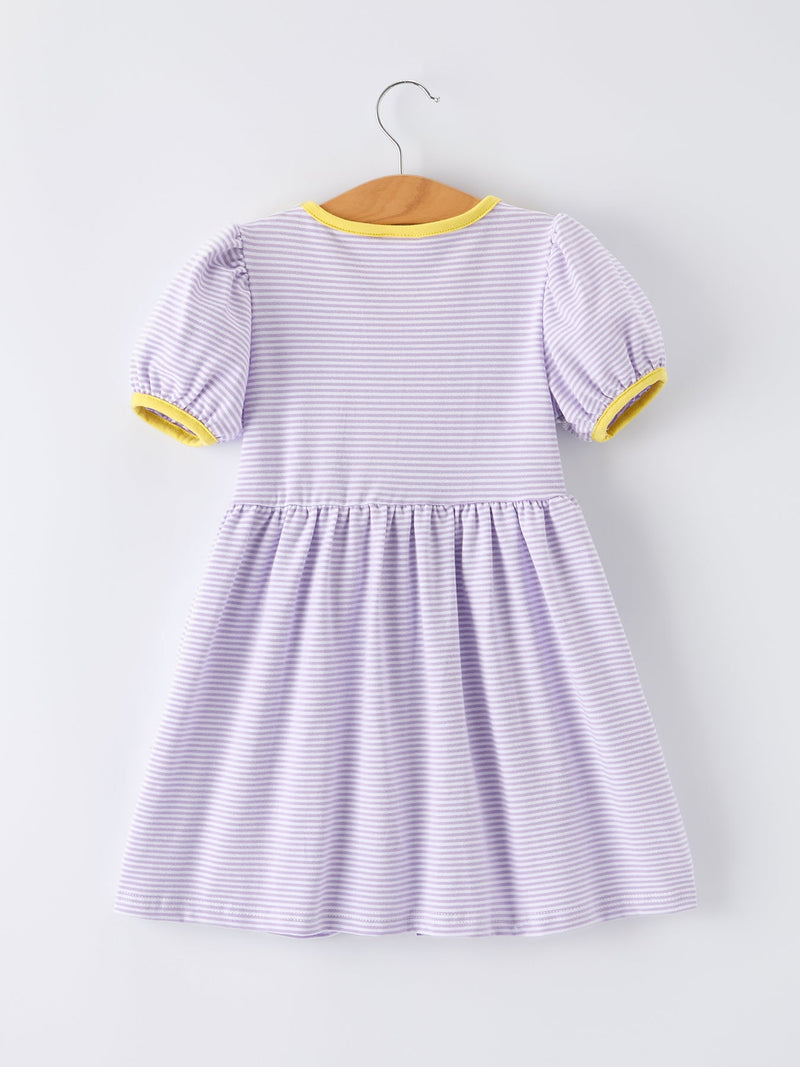 Back to School Bus Applique Ruffle Pocket Girls Dress - 2