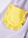 Back to School Bus Applique Ruffle Pocket Girls Dress - 5