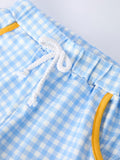 Back to School Pencil Boys Set Applique Plaid Shorts - 3