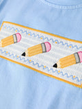 Back to School Pencil Boys Set Applique Plaid Shorts - 6