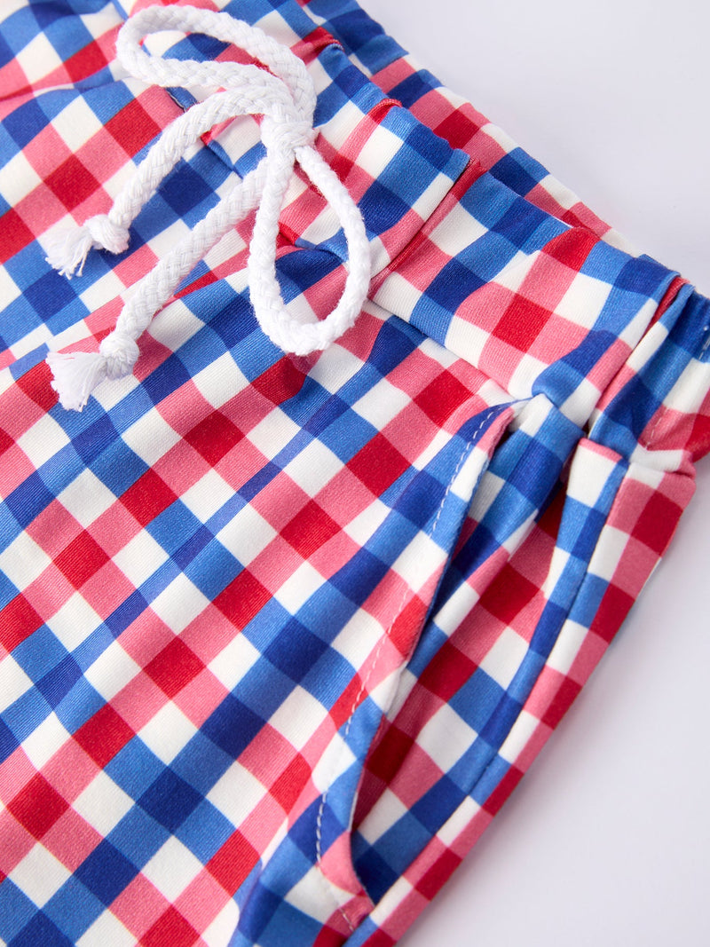 Boys 4th of July Plaid Flag Set - 6
