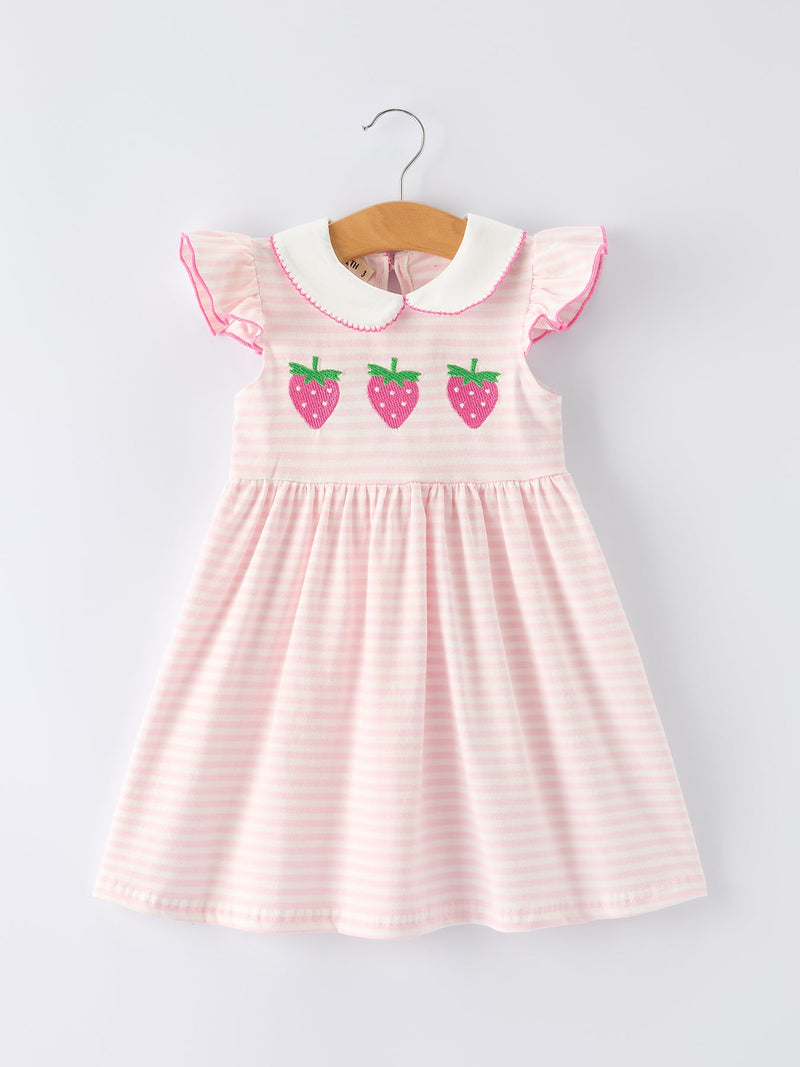Strawberry Girl Dress Ruffle Peter Pan Collar - 1