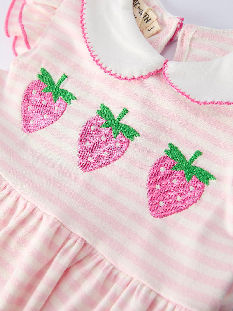 Strawberry Girl Dress Ruffle Peter Pan Collar - 3