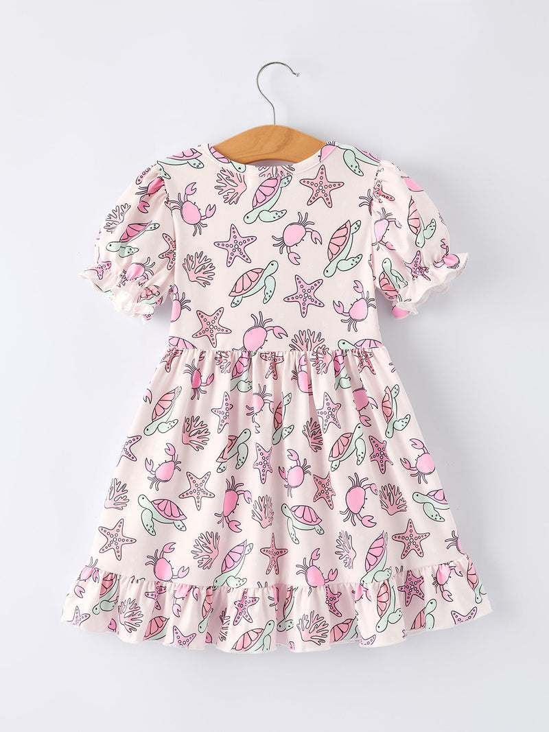 Ocean Print Girl Ruffle Dress - 2