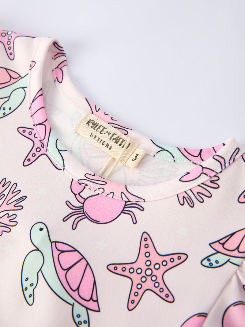 Ocean Print Girl Ruffle Dress - 3