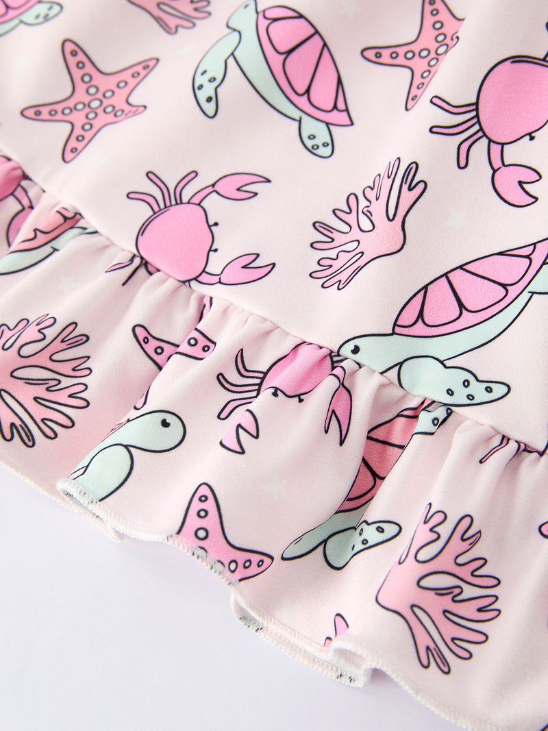 Ocean Print Girl Ruffle Dress - 5