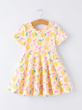 Summer Lemon Bow Print Girl Dress - 1