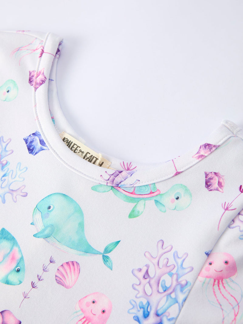 Summer Sea Life Print Girl Dress - 3
