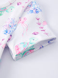 Summer Sea Life Print Girl Dress - 4