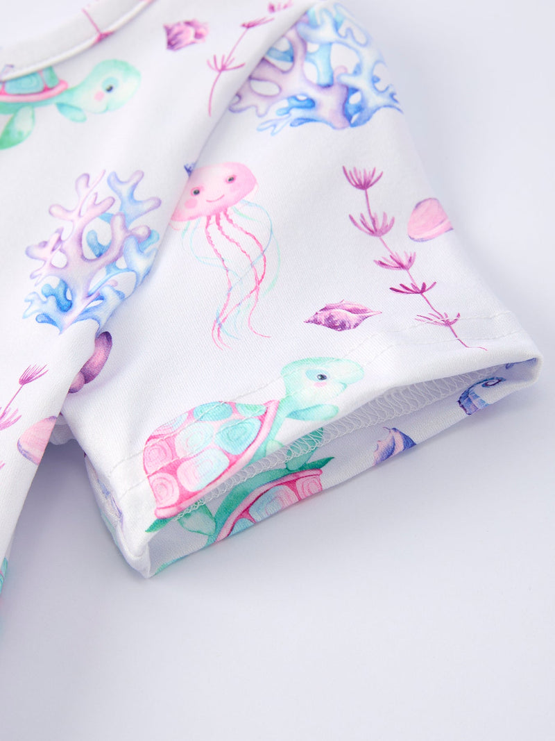 Summer Sea Life Print Girl Dress - 4