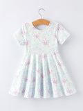 Summer Floral Bow Print Girl Dress - 2