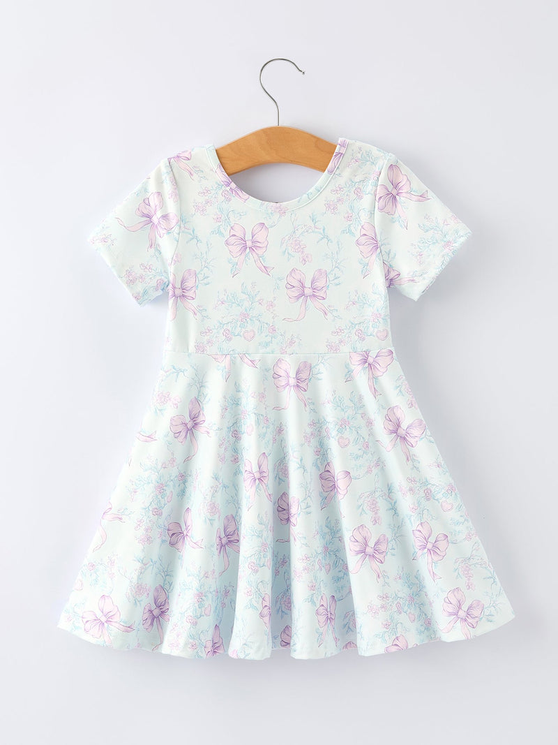 Summer Floral Bow Print Girl Dress - 2