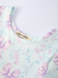 Summer Floral Bow Print Girl Dress - 3