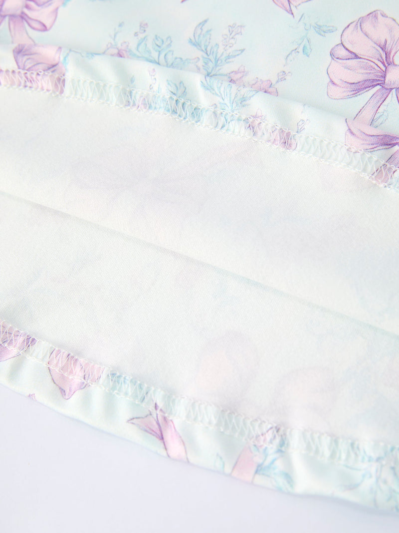 Summer Floral Bow Print Girl Dress - 5