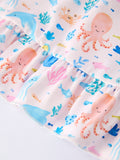 Ocean Animal Print Girl Ruffle Dress - 3