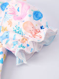 Ocean Animal Print Girl Ruffle Dress - 5
