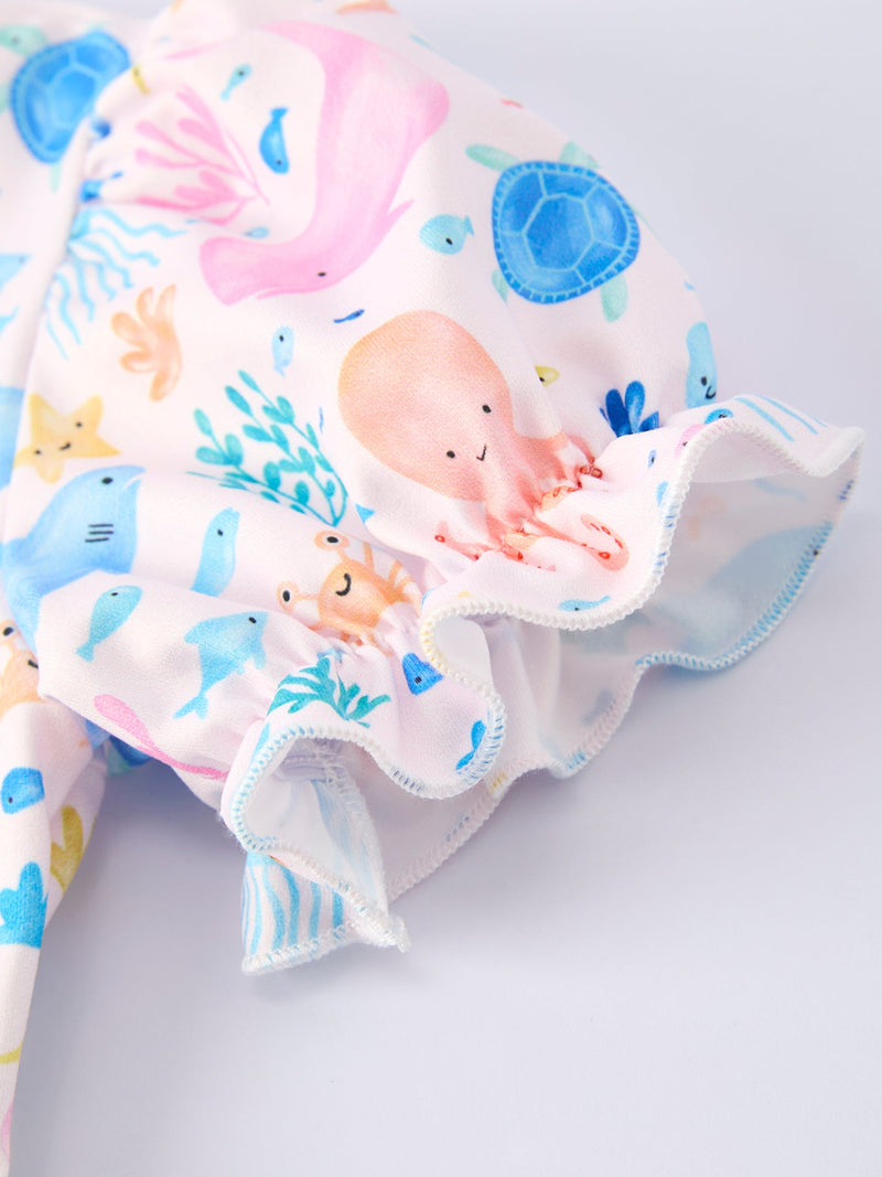 Ocean Animal Print Girl Ruffle Dress - 5