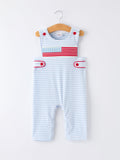 4th of July Stripe Blue Boys Romper - 1