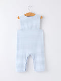 4th of July Stripe Blue Boys Romper - 2