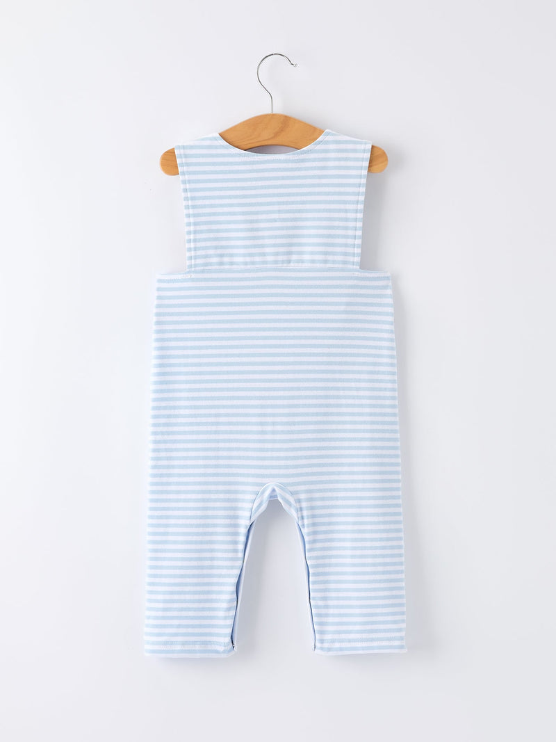 4th of July Stripe Blue Boys Romper - 2