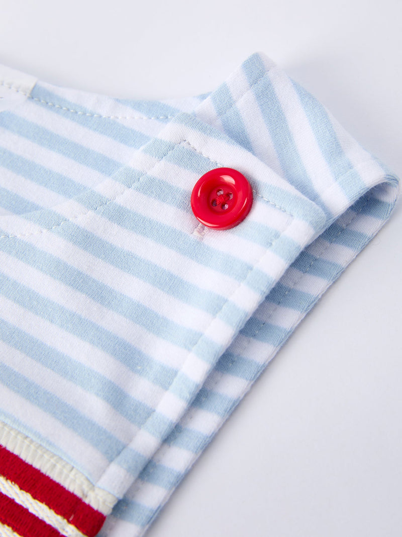 4th of July Stripe Blue Boys Romper - 3
