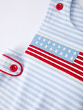 4th of July Stripe Blue Boys Romper - 4