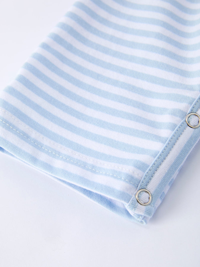 4th of July Stripe Blue Boys Romper - 5