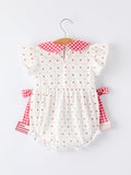 4th of July Dot Girls Romper Bow Ruffle Peter Pan Collar - 2