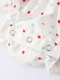 4th of July Dot Girls Romper Bow Ruffle Peter Pan Collar - 5