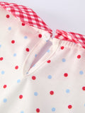 4th of July Dot Girls Dress Bow Ruffle Peter Pan Collar - 5