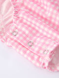 4th of July Plaid Girls Romper Bow Ruffle - 5