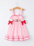 4th Of July Pink Plaid Bow Ruffle Dress - 1
