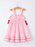 4th Of July Pink Plaid Bow Ruffle Dress - 2