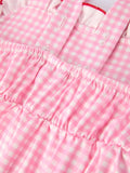 4th Of July Pink Plaid Bow Ruffle Dress - 5