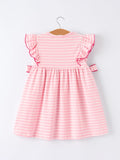 Strawberry Embroidery Pink Stripe Girl Smocked Dress - 2