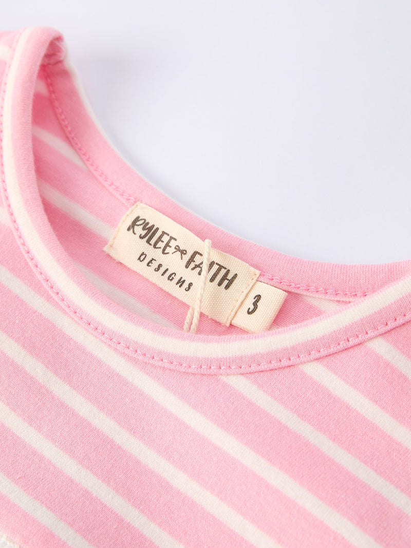 Strawberry Embroidery Pink Stripe Girl Smocked Dress - 3