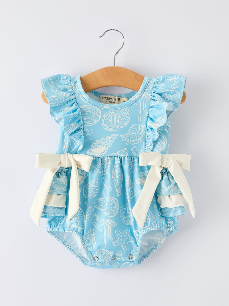 Spring Ocean Girls Romper Bow Ruffle - 1