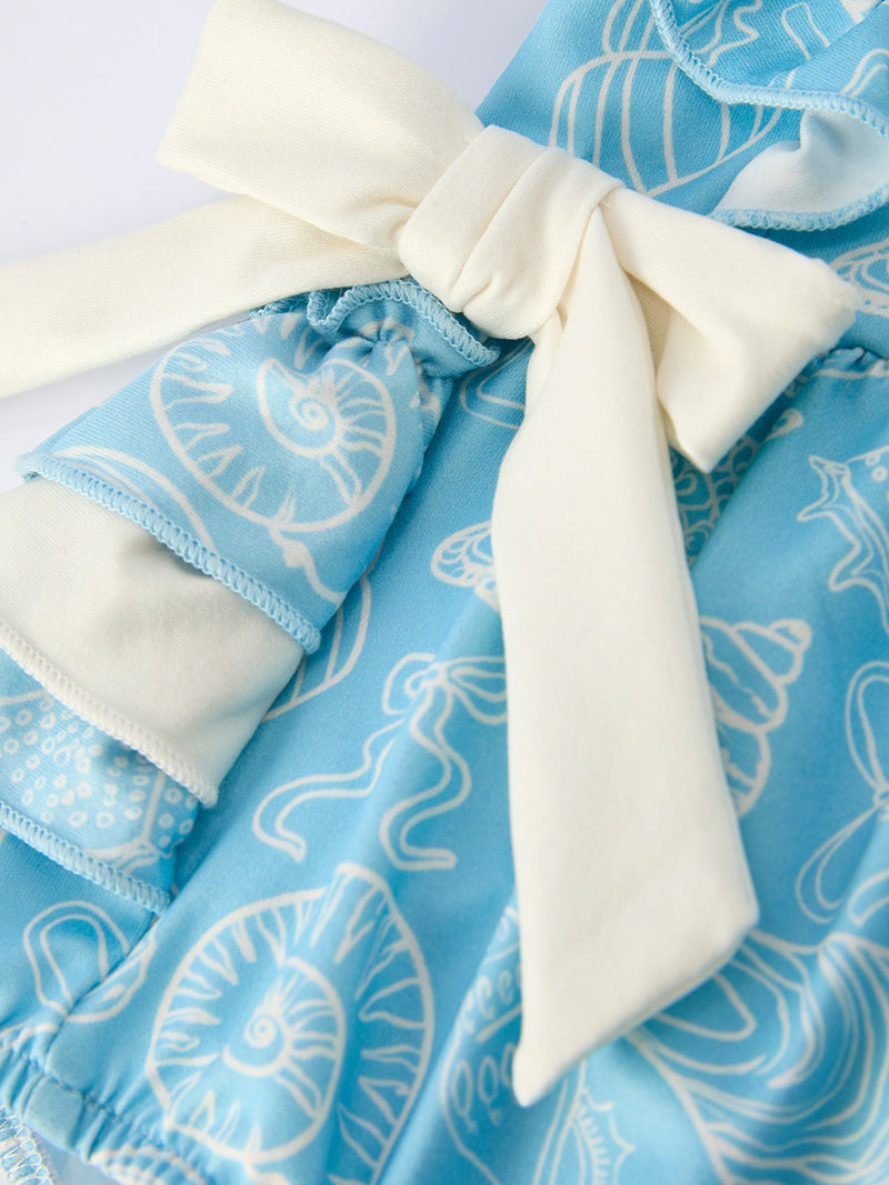 Spring Ocean Girls Romper Bow Ruffle - 5