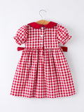 Girls 4th of July Flag Plaid Dress with Peter Pan Collar - 5