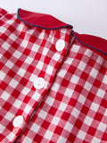 Girls 4th of July Flag Plaid Dress with Peter Pan Collar - 8