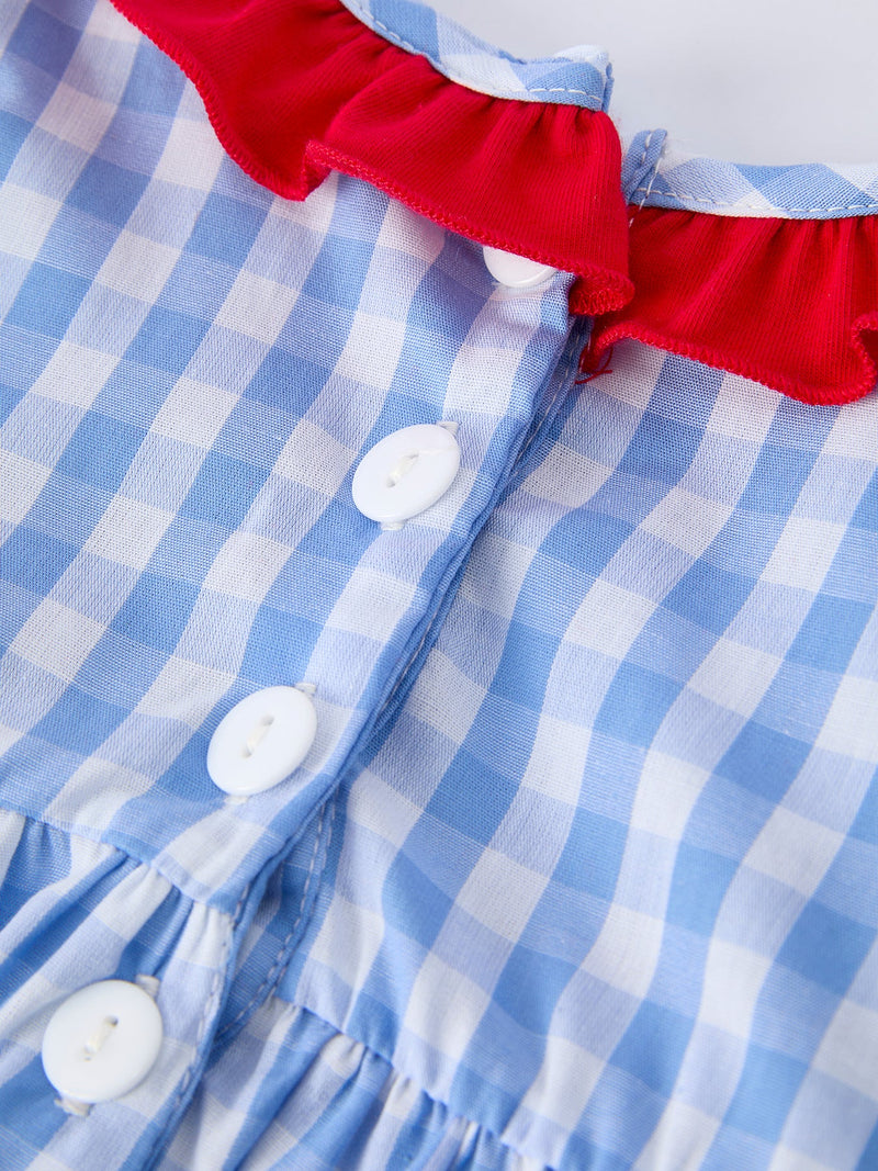4th of july Plaid Smocking Girls Bloomer Set - 4