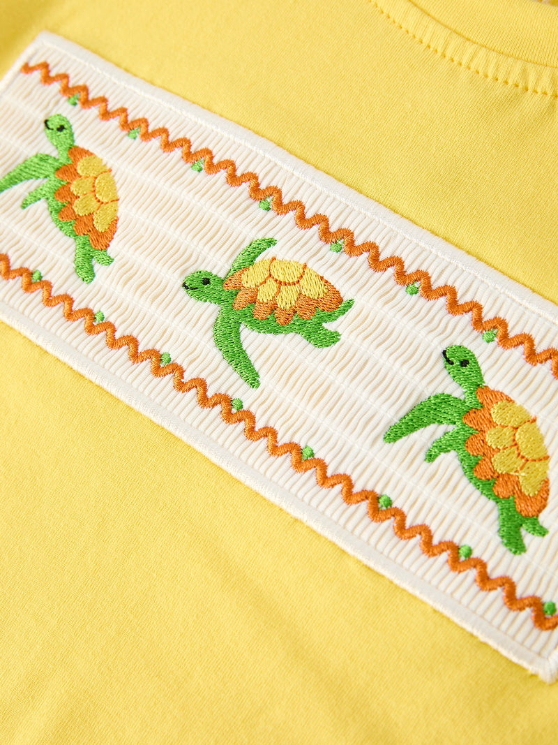 Spring Turtle Smocked Boy Set - 4