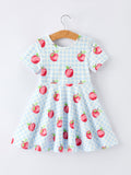 Apple Print Plaid Girls Dress - 2