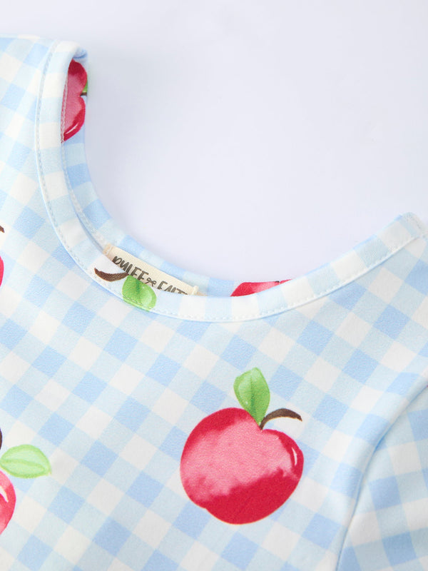 Apple Print Plaid Girls Dress
