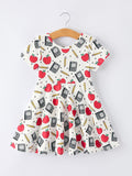 Back to School Apple Pencil Print Girls Dress - 1