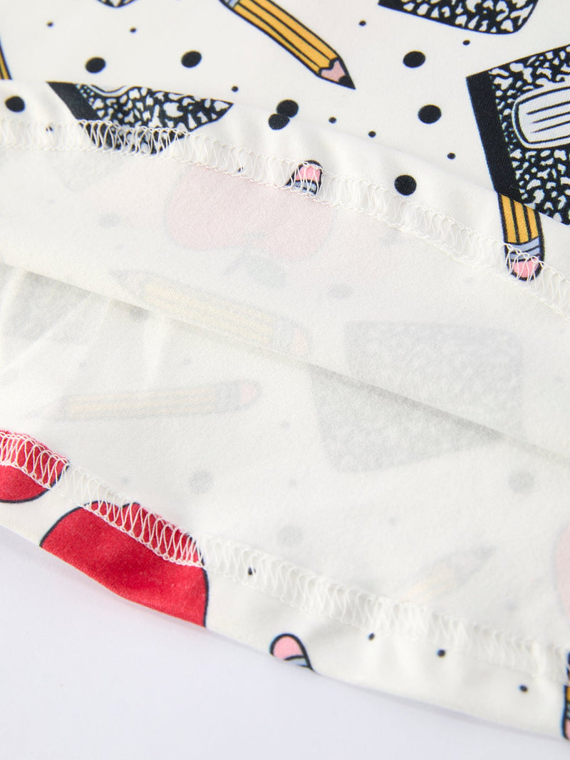 Back to School Apple Pencil Print Girls Dress - 5